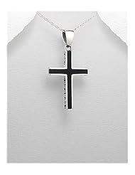 Cross Colored Enamel Pendant Necklace In 92.5 Sterling Silver