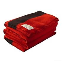 Hot Sale Woolrich 90 by 100-Inch Hudson Bay 6 Point Blanket, Scarlet With Black Stripes