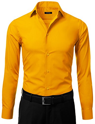 IDARBI Men's Slim Fit Color Longsleeve Dress Shirt