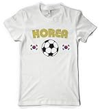 (Cybertela) Korea Flag Soccer Ball Women's T-shirt Country Sport Tee