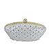 White Clutch With Swarovski Crystals -Gold Frame - Evening Purse
