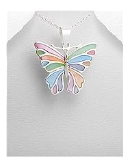 Butterfly Shell Pendant Necklace In 92.5 Sterling Silver