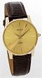 GENEVE Men's Solid 14 Karat Gold Watch with Brown Leather Strap. Model: GE-2258-CSBR