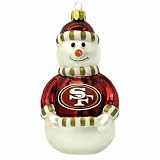NFL San Francisco 49ers Blown Glass Snowman Ornament