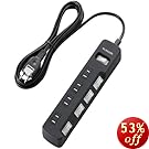 ELECOM �d���^�b�v ���K�[�h �ȃG�l �ꊇ&�ʃX�C�b�` �z�R���V���b�^�[�t 4�� 2.5m �u���b�N T-K05-2425BK