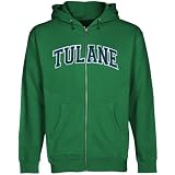 NCAA Tulane Green Wave Arch Applique Full Zip Hoodie - Green