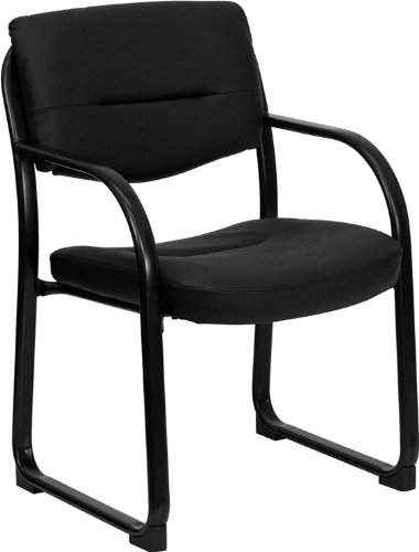 Flash Furniture BT-510-LEA-BK-GG Black Leather Executive Side Chair with Sled Base On Sale