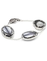 Jordan Alexander "Slice" Silver Chain and Interior Navy Pearl Slices and Diamond Bracelet
