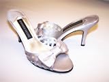 Jennifer Moore Quartz Silver Satin Shoes w/Bow sz 6M