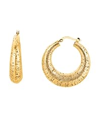 14 Karat Yellow Gold 3-8mm Sanded Graduated Round Hoop Earring ""