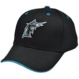 MLB Miami Florida Marlins Youth Kids Black Teal Blue Constructed License Hat Cap