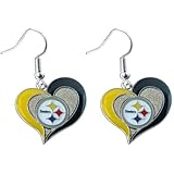 NFL Pittsburgh Steelers Collegiate Sports Team Logo 3/4" Swirl Heart Shape Dangle