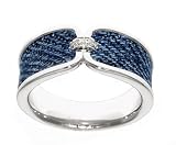 Sterling Silver Blue Denim 0.02 ct Diamond Ring, Size 8
