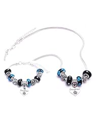 Daughter Dangle Charm Bracelet and Necklace Gift Set Girls Pandora Style