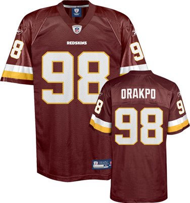 Reebok Brian Orakpo Washington Redskins Red Authentic Jersey Size 52