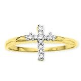 Gold Plated Sterling Silver 1/5 ct. Cubic Zirconia Cross Ring