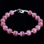 Handmade Coral Pink Cat's Eye & Silver Beaded Bracelet
