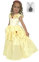 Belle Princess Dress with Wonderchamrs Necklace - MEDIUM (3-5)