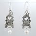 Sterling Silver Bird House Earrings with Heart and Pearl Accents, #8808