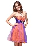 Ever Pretty Empire Waist Stunning Rhinestone Polka Dots Oranges Prom Dress 03294