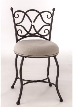 Brody Vanity Stool, Gray with Rubbed Black Finish