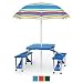 Folding Picnic Table (Blue) (26"H x 58"W x 34"D (overall w seats out))