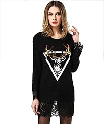 Animal Print Spring Cotton/Polyester Lace  Shirt  Dress