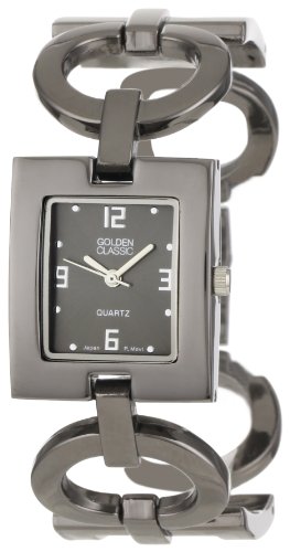 Golden Classic Women's 2259-Gun Posh Connection Classic Metal Circle and Square Linked Watch