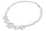 14K White Gold Matte-Finish Hand-Crafted Flower Link Necklace, Enhanced with Bezel Set Diamonds.