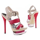 Produkt-Bild: Damen Schuhe, PUMPS, PLATEAU HIGH HEELS SANDALETTEN, S-31, Synthetik in hochwertiger Leder Optik