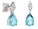 9ct White Gold Ladies 1.05ct Blue Topaz Peardrop/Diamond Earrings