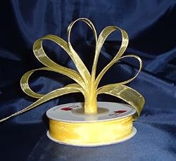 Sheer Organza Ribbon Mono Edge - 5/8" - 25 Yards (75 FT) - Yellow