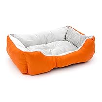 ALEKO PB06OR 20 x 16 x 6 Inch Soft Plush Pet Cushion Crate Bed for Cats and Dogs, Orange
