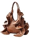 Tremendous Flirty Fun Ruffle Double Handle Oversized Hobo Satchel Purse Handbag Shopper Tote Bag