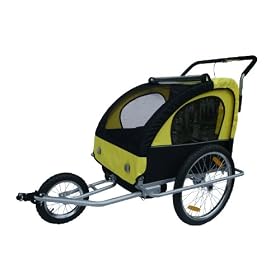 Aosom Elite 2in1 Double Baby Bicycle Bike Trailer and Stroller - Yellow