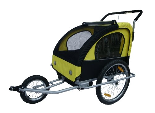 Aosom Elite 2in1 Double Baby Bicycle Bike Trailer and Stroller – Yellow
