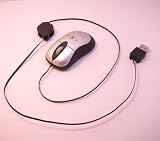 USB Mini Optical Retractable Mouse 800dpi 3 Button Scroll Silver Black Wired ideal for Laptop / PC