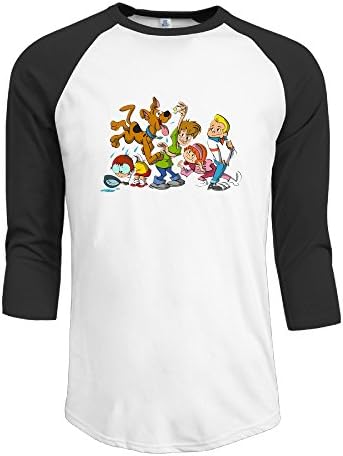Scooby Doo On Hanna Barbera Men 3/4 Sleeve Raglan Shirt Black