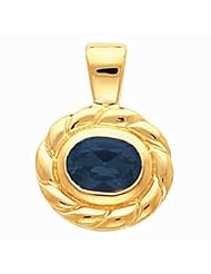 14K Yellow Gold Oval Cut Sapphire Pendant -- LIFETIME WARRANTY
