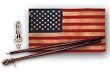 Valley Forge 3-Foot x 5-Foot Antiqued Heritage Flag With Sewn Stripes & Embroidered Stars With 2 Piece 5-Foot Wood Pole & Brass Bracket