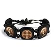 Black Wood Saint Benedict Bracelet with 1" Square Beads - 10mmRound Wood Beads - Adjustable Nylon String for Easy Fit - Made in Italy