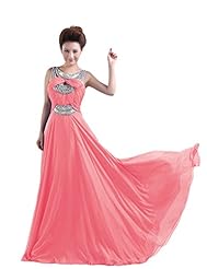 Spaghetti Strap Flowy Beaded Chiffon Evening Dress/Bridesmaid Dress/Prom Dress/Party Dress 