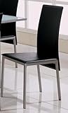 IMAGE OF Coaster Leather Dining Chairs, Black-Bonded, Silver Metal Finish, Set of 4