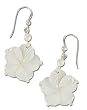 White Mother of Pearl Flower Earrings with Solid Sterling Silver Accents