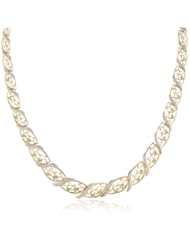 18k Yellow Gold Plated Sterling Silver Emerald and Diamond Accent Necklace, 17"