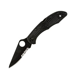 Spyderco Delica 4 Lightweight Blade Combination Edge Knife, Black