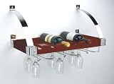 Concept Housewares Ceiling or Wall Wine Bottle and Glass Rack 6-bottle