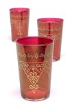 Moroccan Tea Glasses Zagora Gold Red (Set of 6)