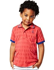 Pure Cotton Texture Striped Polo Shirt
