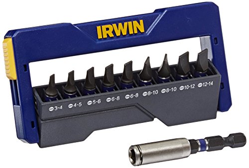 IRWIN Tools 1899929 Impact Performance Series Insert Bit Set, Assorted Slotted, 1-Inch Length, 10-Piece
